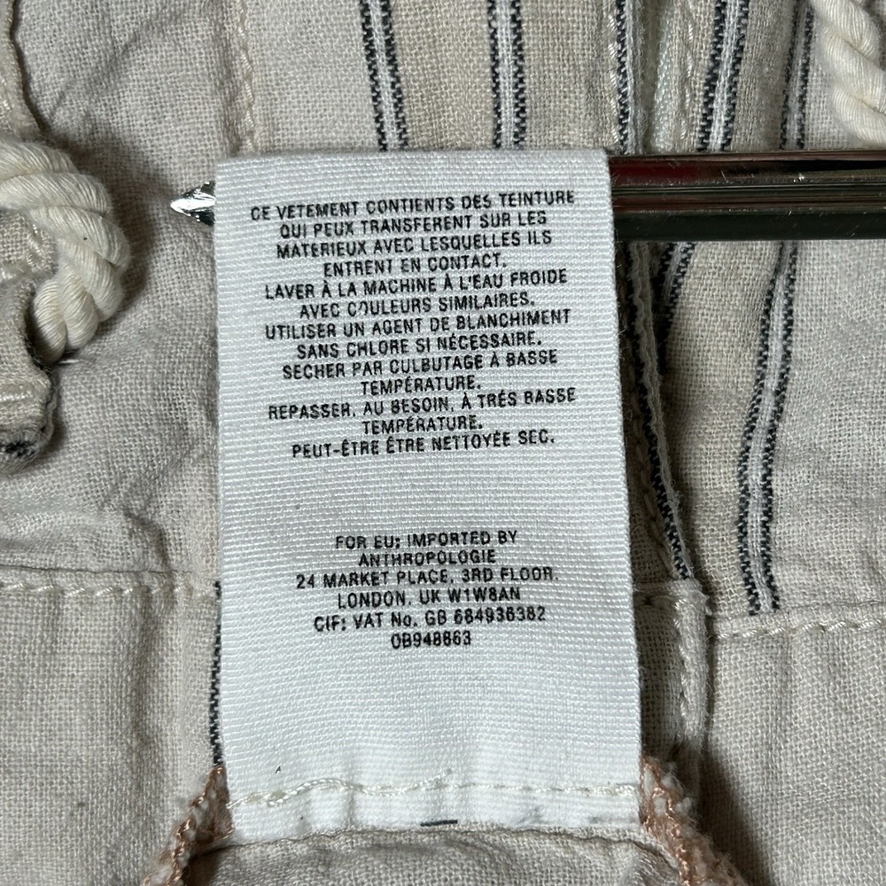 Anthropologie Seashore Pant Linen Blend Rope Tie Striped Women Small Casual Boho - Picture 6 of 11